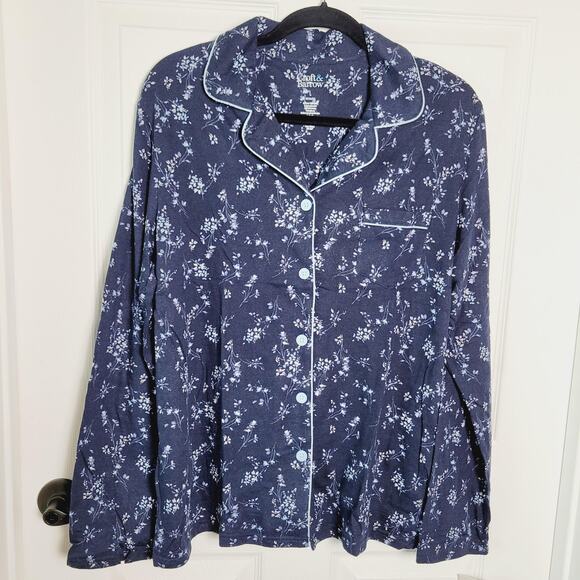 Croft & Barrow Pajama Set Womens Large Navy Blue Floral Extra Soft 2 Piece New - Picture 6 of 16